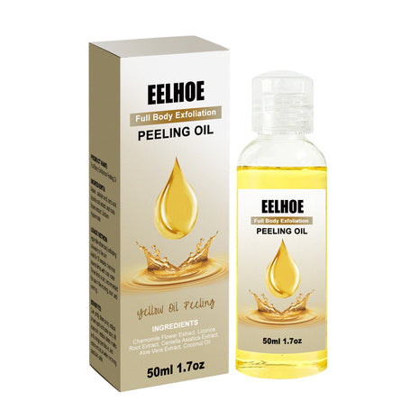 Eelhoe peeling oil bottle and packaging on a white background
