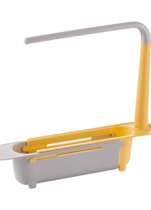 Yellow and gray kitchen caddy on a white background