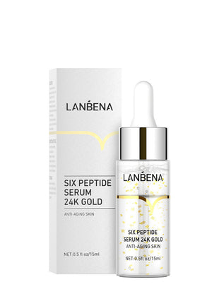 LANBENA Six Peptide Serum 24K Gold packaging on a white background