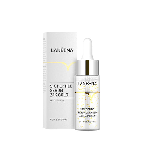 LANBENA Six Peptide Serum 24K Gold packaging on a white background