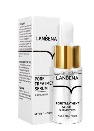 LANBENA pore treatment serum bottle and packaging on a white background