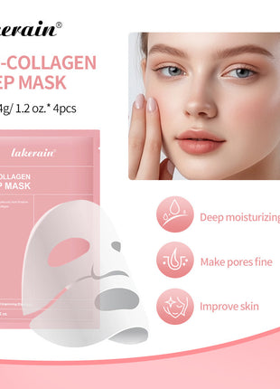 Lakerain Bio-Collagen Deep Mask packaging with a model's face and product benefits.