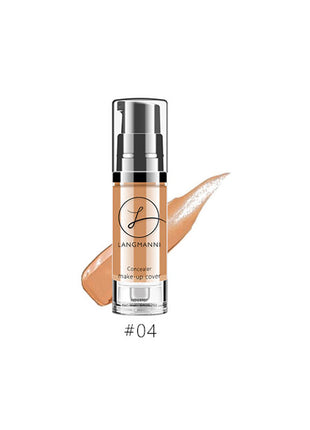 Cosmetic concealer bottle with applicator on a white background