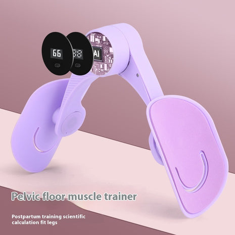 Purple pelvic floor muscle trainer on a pink background