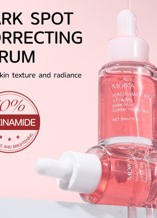Moika dark spot correcting serum with niacinamide on a pink background