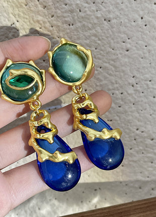 Green Blue Crystal Earrings