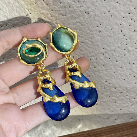 Green Blue Crystal Earrings