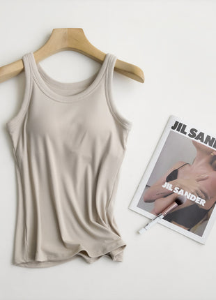 Wear-free Bra Strap Chest Pad Integrated Thread Camisole