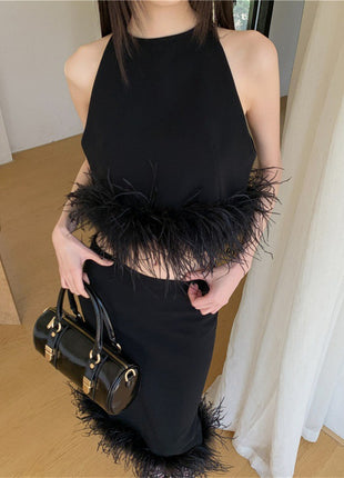 Halter Knitted Vest Top & Matching Skirt