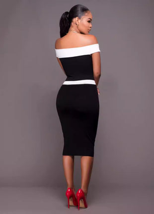Off-the-shoulder Slim-fit Sheath Dress