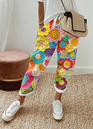 Digital Printing Bubble Crepe Trousers