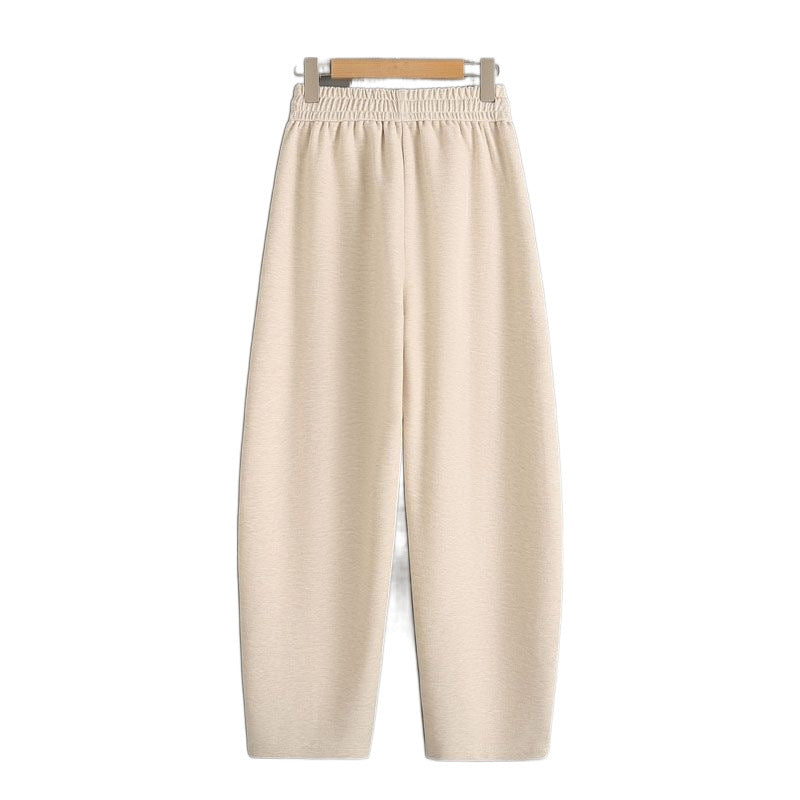 Fleece-lined Elastic Sickle High Waist Pants