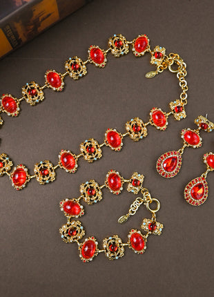 Glass Hollow Jewelled Necklace, Bracelet & Earring Combinations