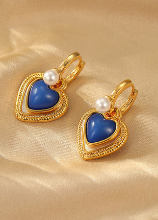Natural Shell Klein Blue Loving Heart Earrings