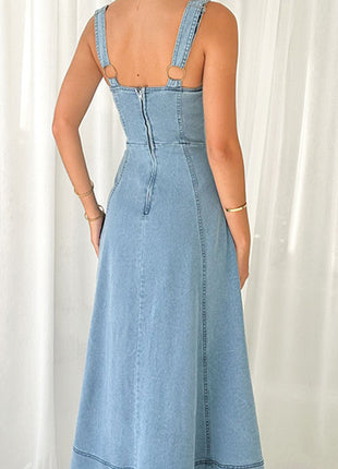 Denim Backless High Waist Dress