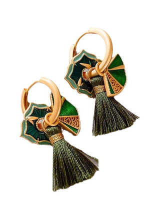 Ethnic Style Flower Fan-shaped Tassel Earrings