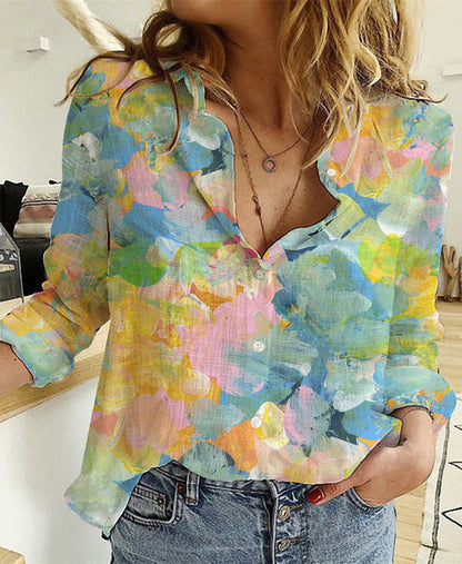 Fashionable Simple Printed Long-sleeved Shirt