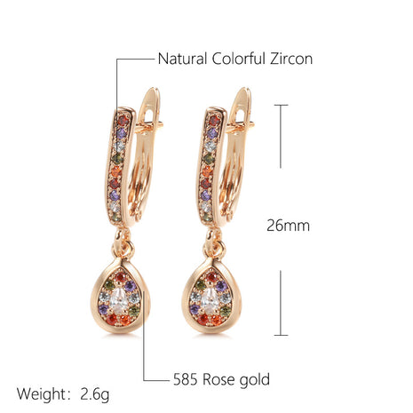Colourful Zircon Rose Gold Stud Earrings