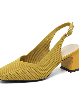 Breathable Square Toe Cap High Heel