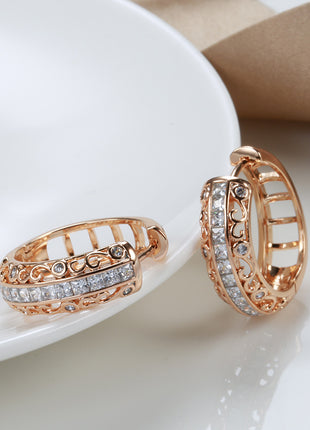 Natural Zircon Rose Gold Micro Rhinestone Earrings