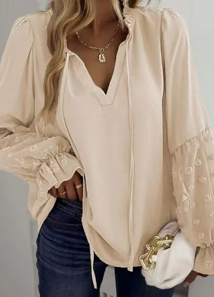 Jacquard Long-sleeved Shirt Patchwork Top