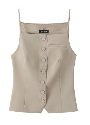 French Style Elegant Slim-fit Breasted Sling Top