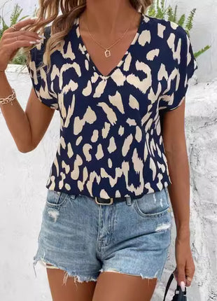 Short Sleeve V-neck Casual T-shirt