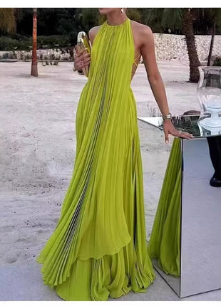 Round Neck Sleeveless Backless Dress