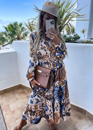 Special V-neck Mid Waist Dress