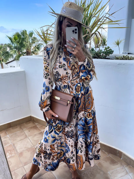 Special V-neck Mid Waist Dress