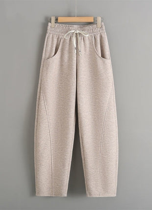 Fleece-lined Elastic Sickle High Waist Pants / Warme Pants