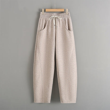 Fleece-lined Elastic Sickle High Waist Pants / Warme Pants