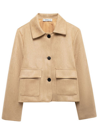 Simple Suede Leather Short Jacket