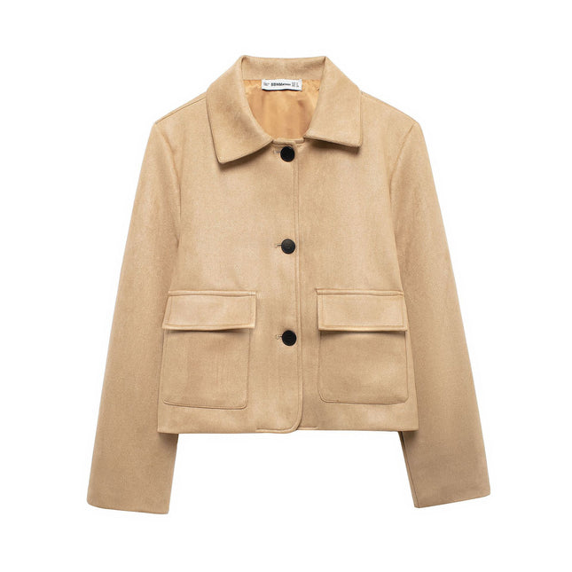 Simple Suede Leather Short Jacket