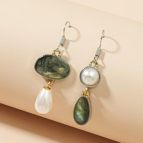 Vintage Earrings Women's Pearl Enamel