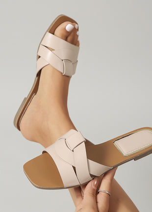 Square Toe Woven Cross Flat