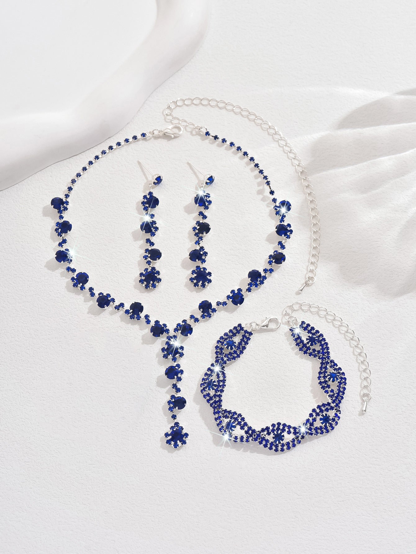 Artificial Crystal Necklace, Earrings & Bracelet Set