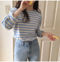 Korean Striped Long-sleeved Loose Inner Top