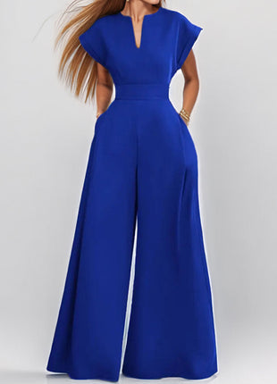 Elegant V-neck Sleeveless Wide-leg Jumpsuit