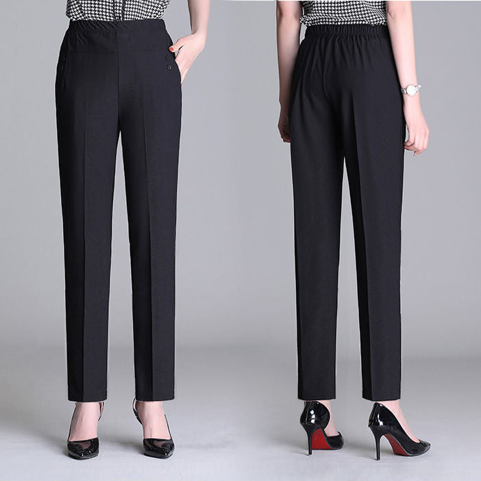 Ice Silk Thin Casual Straight-leg Cropped Pants