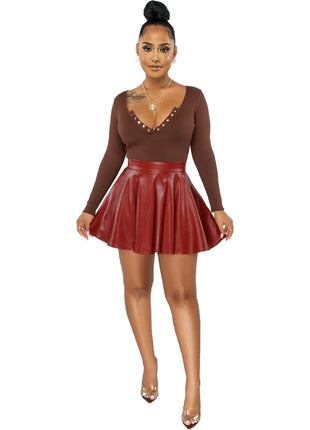 PU Leather Swing Skirt