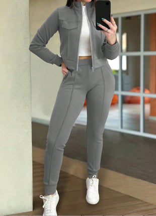 Casual Long Sleeve Coat and Pants Two-piece Set