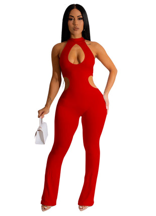Halter Hollow-out Tight Jumpsuit