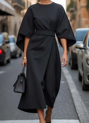 Elegant Loose Batwing Sleeve Waist-tighten Dress