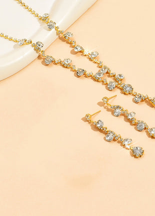 Artificial Crystal Necklace & Earrings Set