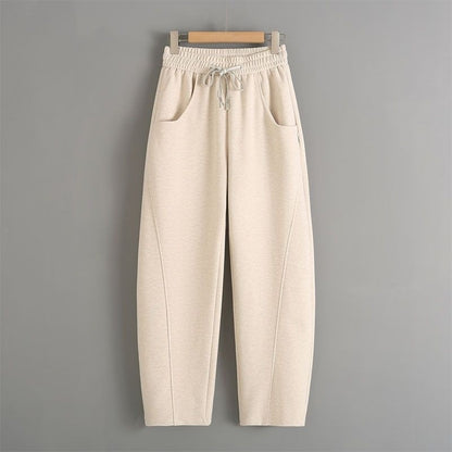 Fleece-lined Elastic Sickle High Waist Pants