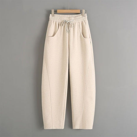 Fleece-lined Elastic Sickle High Waist Pants / Warme Pants