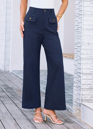 Business Casual Loose-fitting Trousers With Pockets