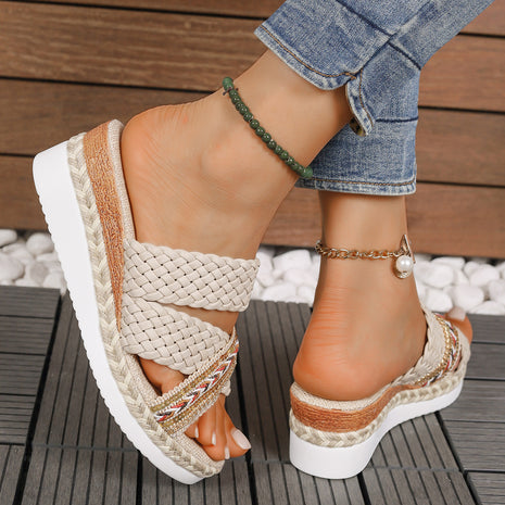 Thick Bottom Hemp Rope Woven Mule