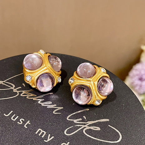 3D Pink Crystal Earrings